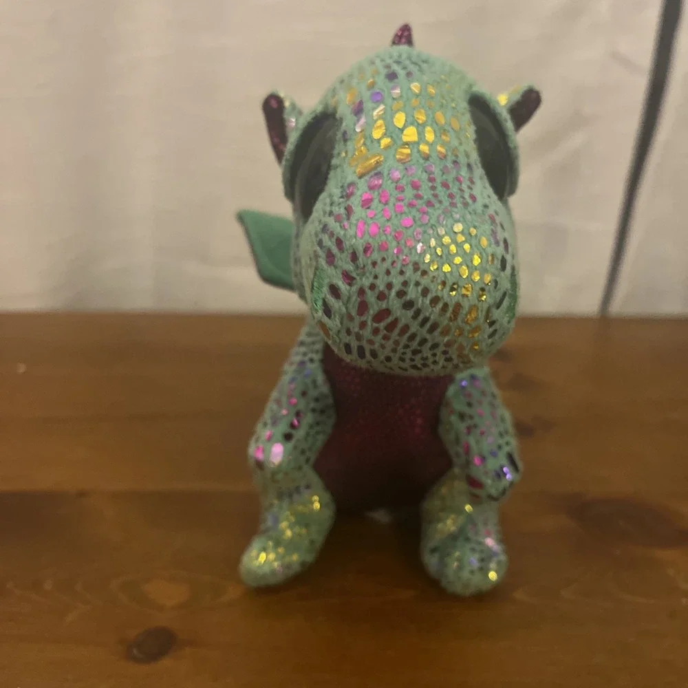 TY Beanie Boos CINDER Dragon Green Sparkle Holo Design Plush 6